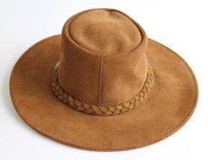 画像2: USA製 HENSCHEL HAT ヘンシェル コンチョ付き スエードレザー カウボーイハット 茶 S (2)