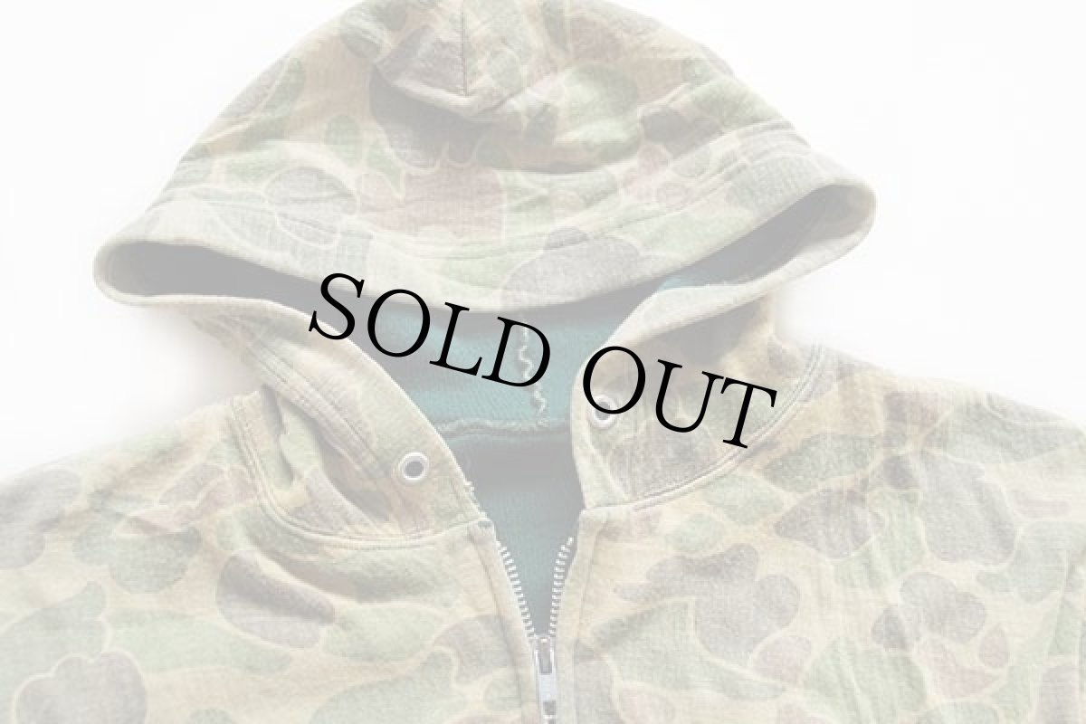 画像3: 70s UNKNOWN ダックハンターカモ 裏サーマル スウェット ジップパーカー フェード (3)