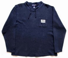 画像1: 90s POLO SPORTポロ スポーツ ラルフローレン RL-67 モックネック ポケット付き コットン カットソー 紺 S/M (1)