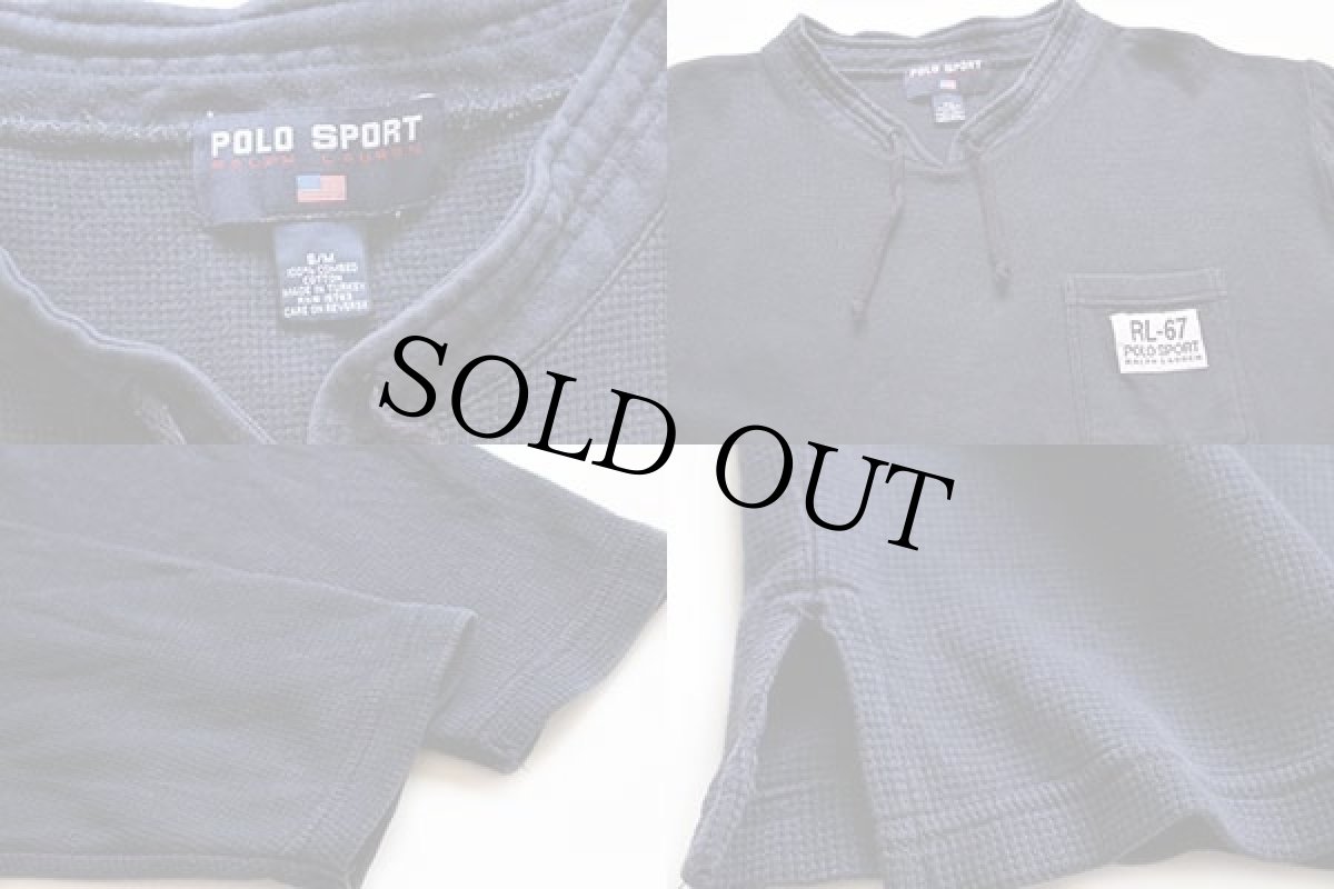 画像3: 90s POLO SPORTポロ スポーツ ラルフローレン RL-67 モックネック ポケット付き コットン カットソー 紺 S/M (3)