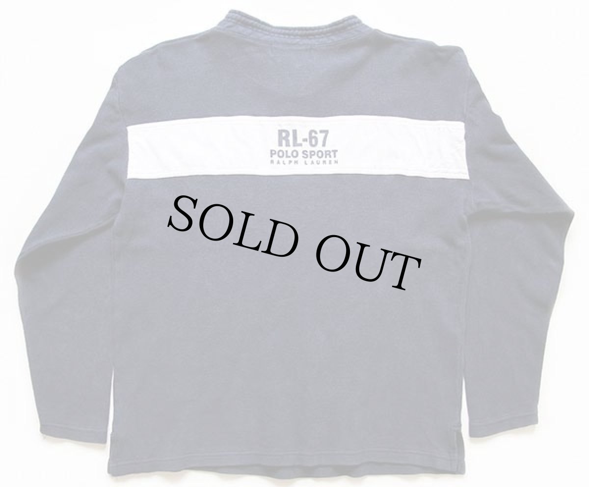 画像2: 90s POLO SPORTポロ スポーツ ラルフローレン RL-67 モックネック ポケット付き コットン カットソー 紺 S/M (2)