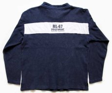 画像2: 90s POLO SPORTポロ スポーツ ラルフローレン RL-67 モックネック ポケット付き コットン カットソー 紺 S/M (2)