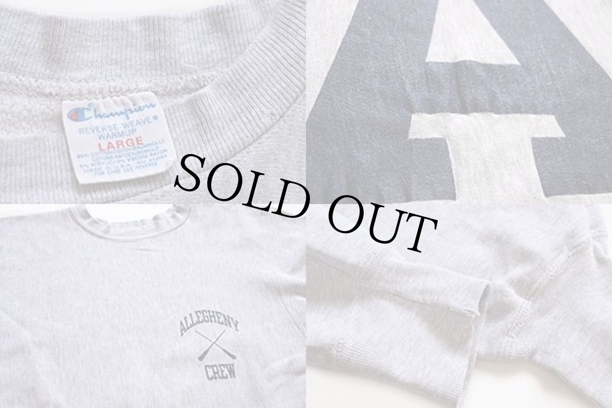 画像3: 80s USA製 Championチャンピオン ALLEGHENY CREW 両面プリント リバースウィーブ スウェット 杢グレー L (3)