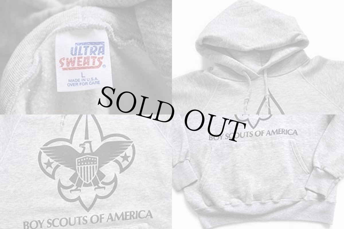 画像3: 90s USA製 ULTRA SWEATS BSA BOY SCOUTS OF AMERICA ボーイスカウト スウェットパーカー 杢グレー L (3)