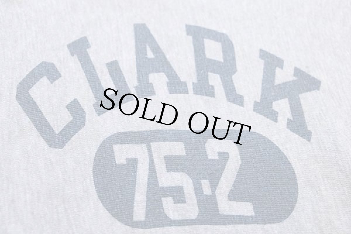 画像4: 70s USA製 Championチャンピオン 単色タグ CLARK 染み込みプリント リバースウィーブ スウェットパーカー 杢グレー S (4)