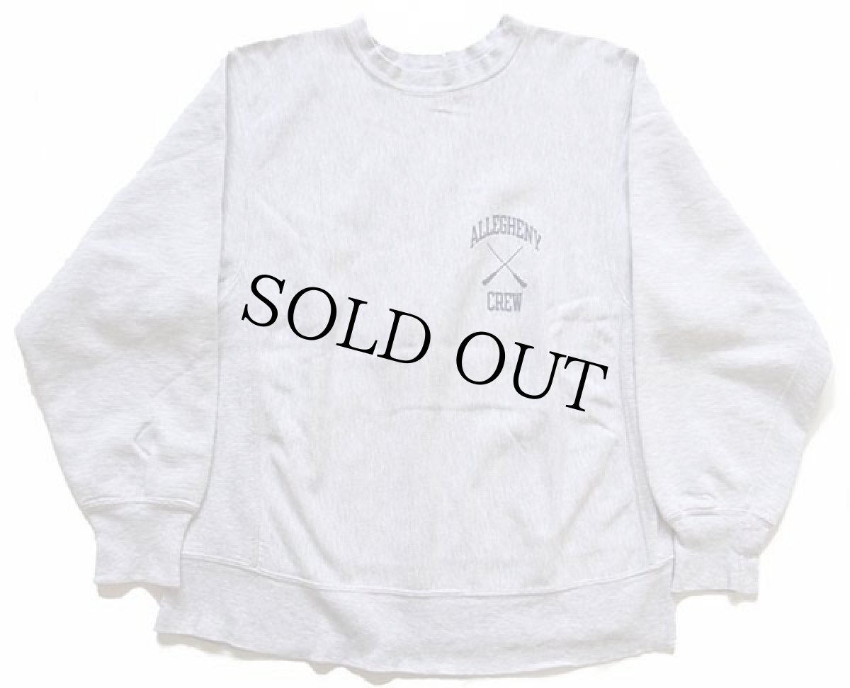 画像2: 80s USA製 Championチャンピオン ALLEGHENY CREW 両面プリント リバースウィーブ スウェット 杢グレー L (2)