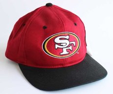 画像1: デッドストック★NFL SAN FRANCISCO 49ERS ロゴ刺繍 ツートン コットンキャップ ワインレッド×黒 (1)