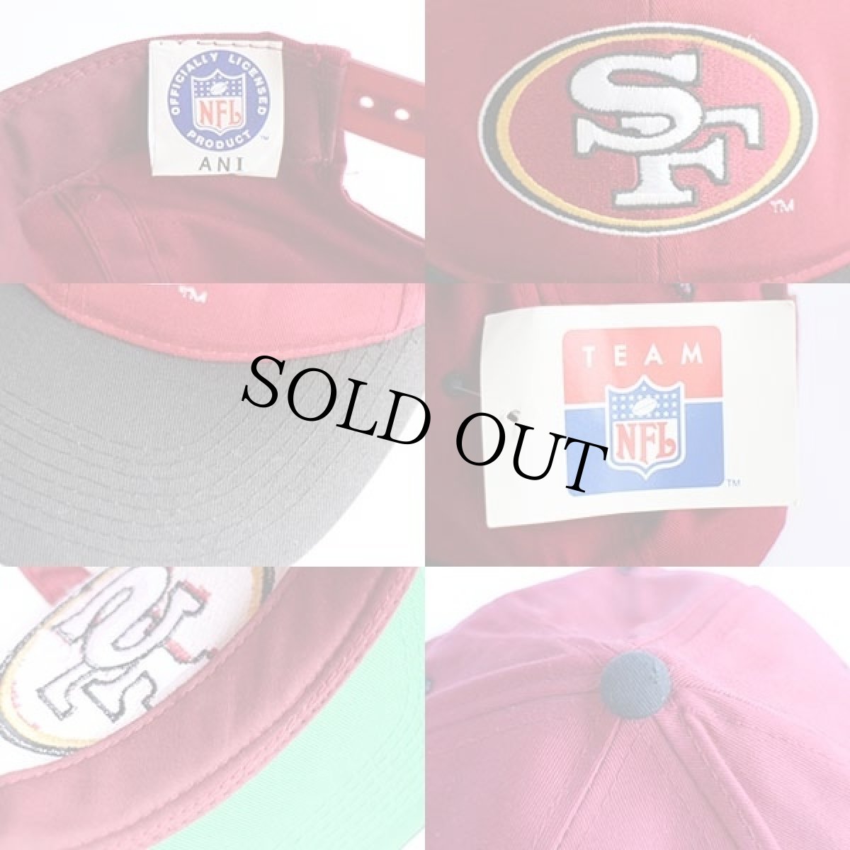 画像3: デッドストック★NFL SAN FRANCISCO 49ERS ロゴ刺繍 ツートン コットンキャップ ワインレッド×黒 (3)