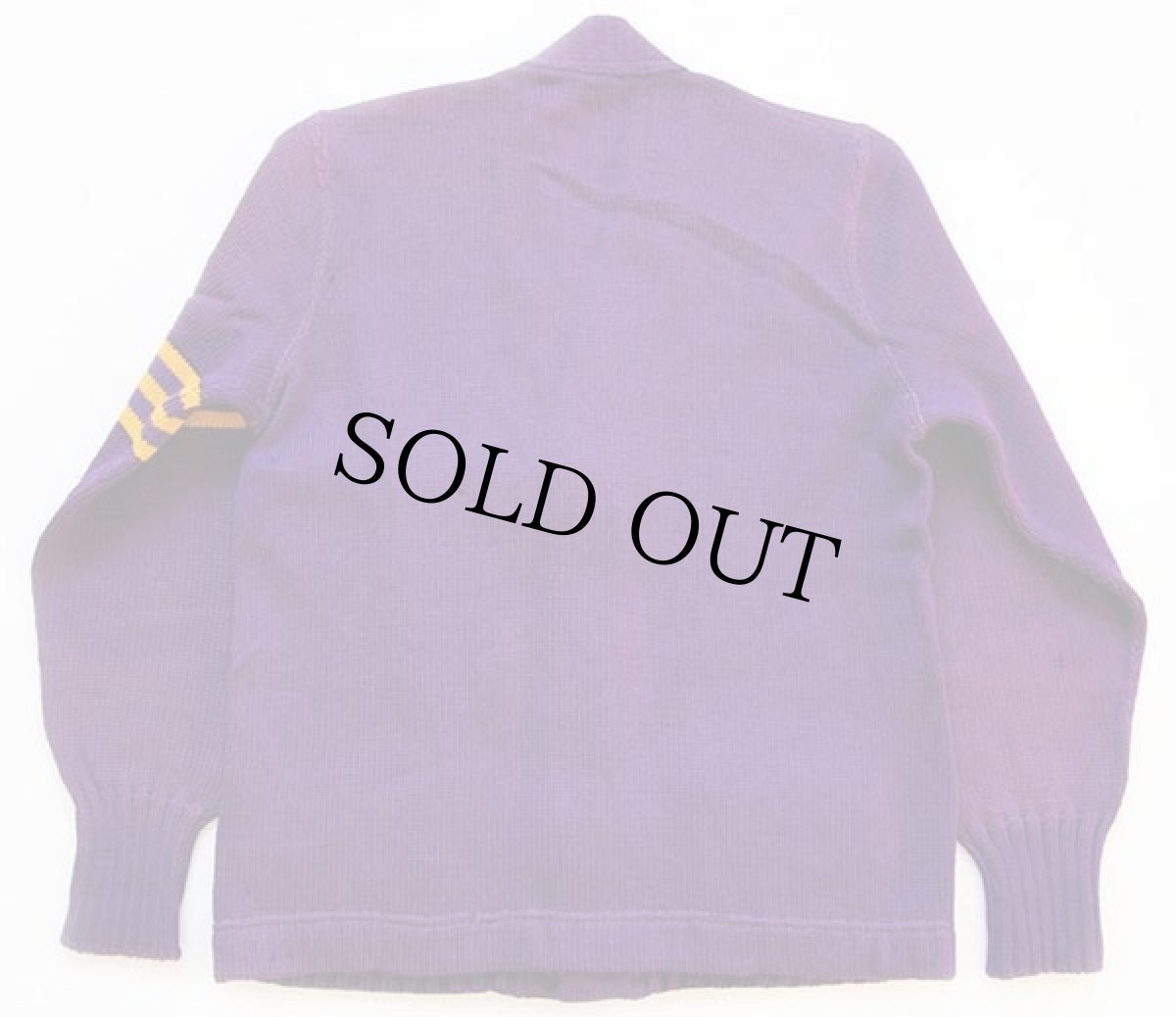 画像2: 50s NELSON KNITTING パッチ付き ウールニット レタードカーディガン 紫 フェード (2)