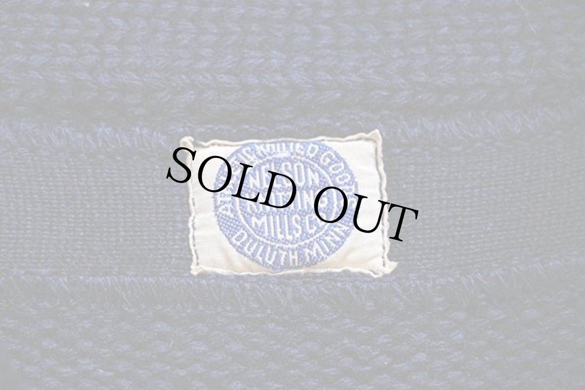 画像4: 40s NELSON KNITTING パッチ付き ローゲージ ウールニット レタードカーディガン 紺 (4)