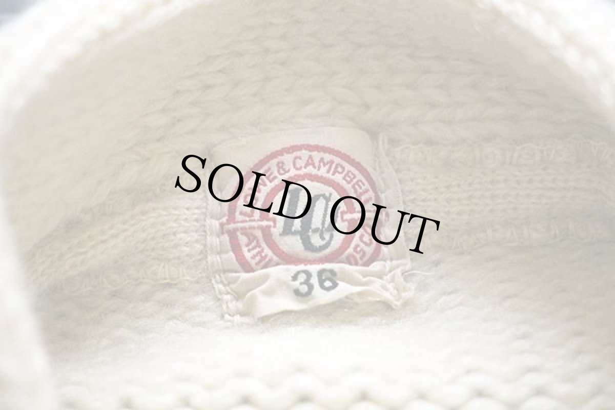 画像4: 40s LOWE&CAMPBELL パッチ付き ウールニット レタードカーディガン アイボリー 36 (4)