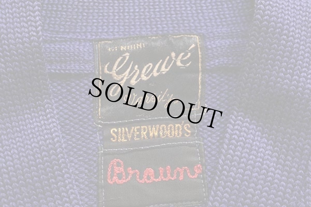 画像4: 50s SILVERWOOD'S ウールニット レタードカーディガン 青紫 (4)