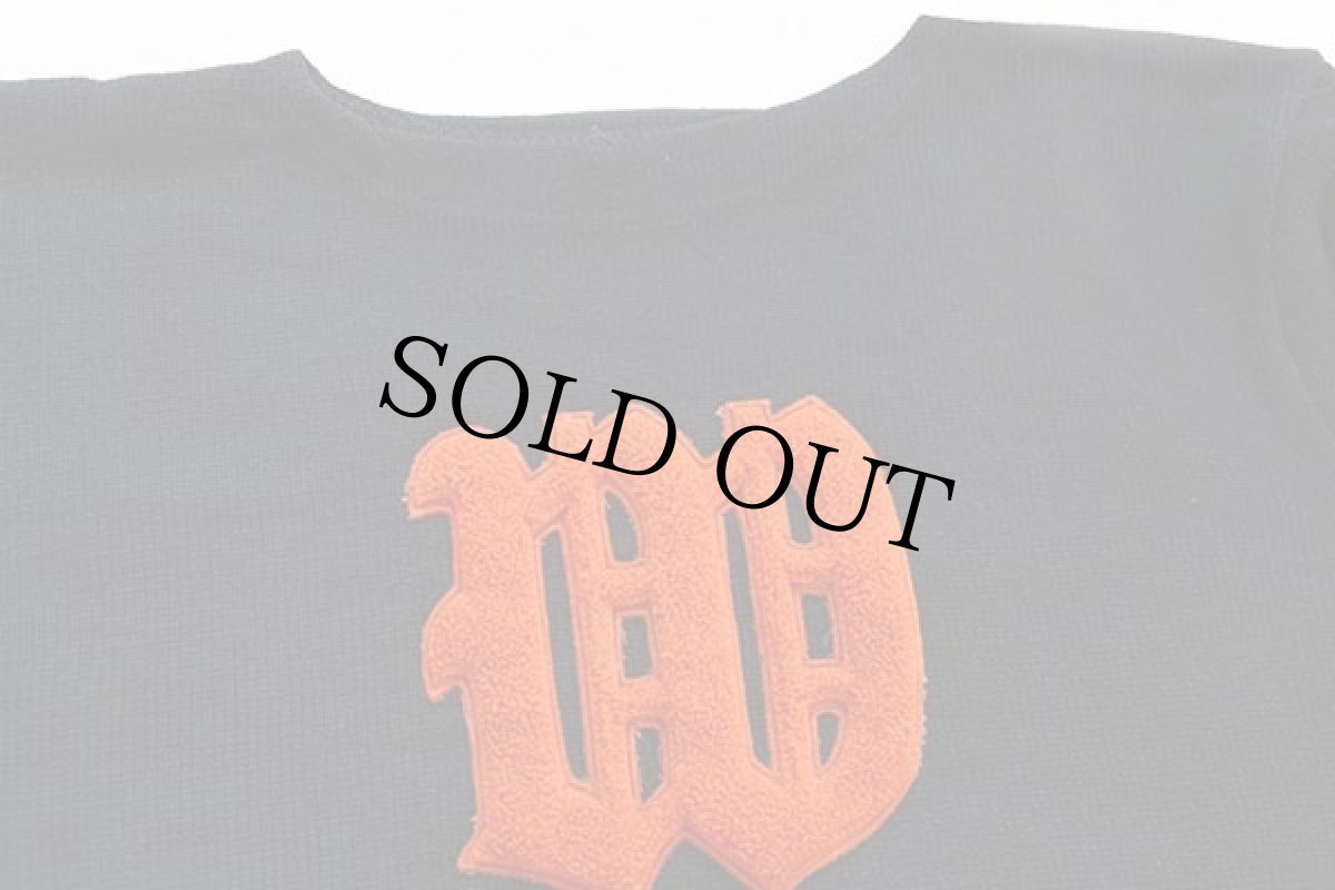 画像3: 30s SPALDINGスポルディング パッチ付き ボートネック ウールニット レタードセーター 黒 (3)