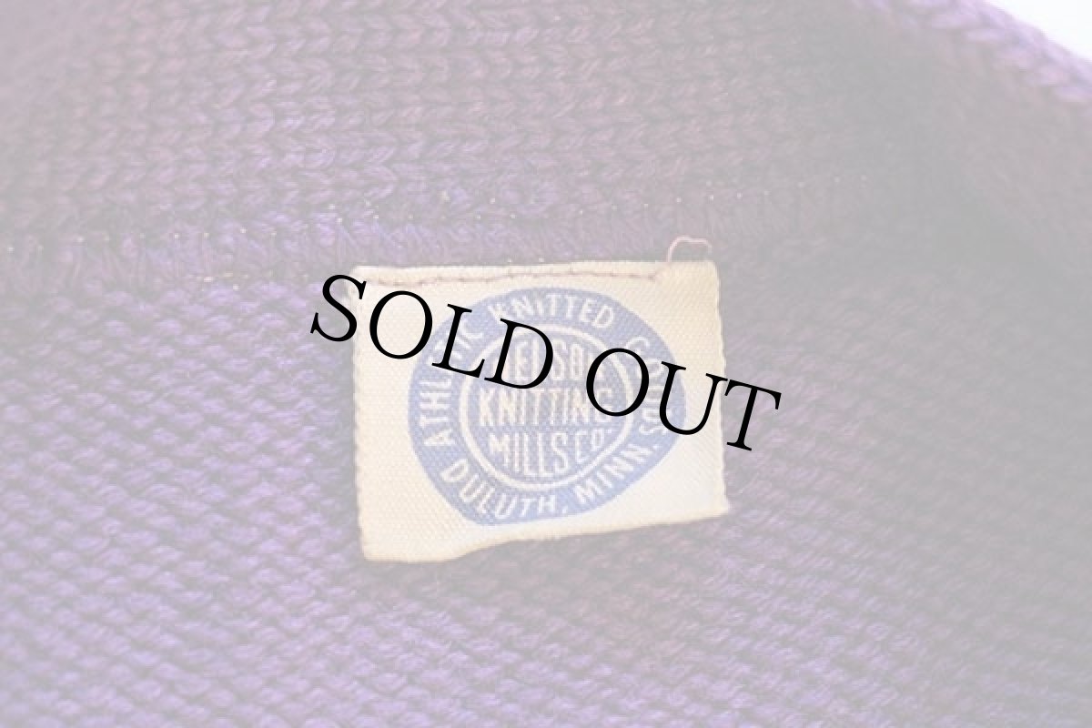 画像4: 50s NELSON KNITTING パッチ付き ウールニット レタードカーディガン 紫 フェード (4)