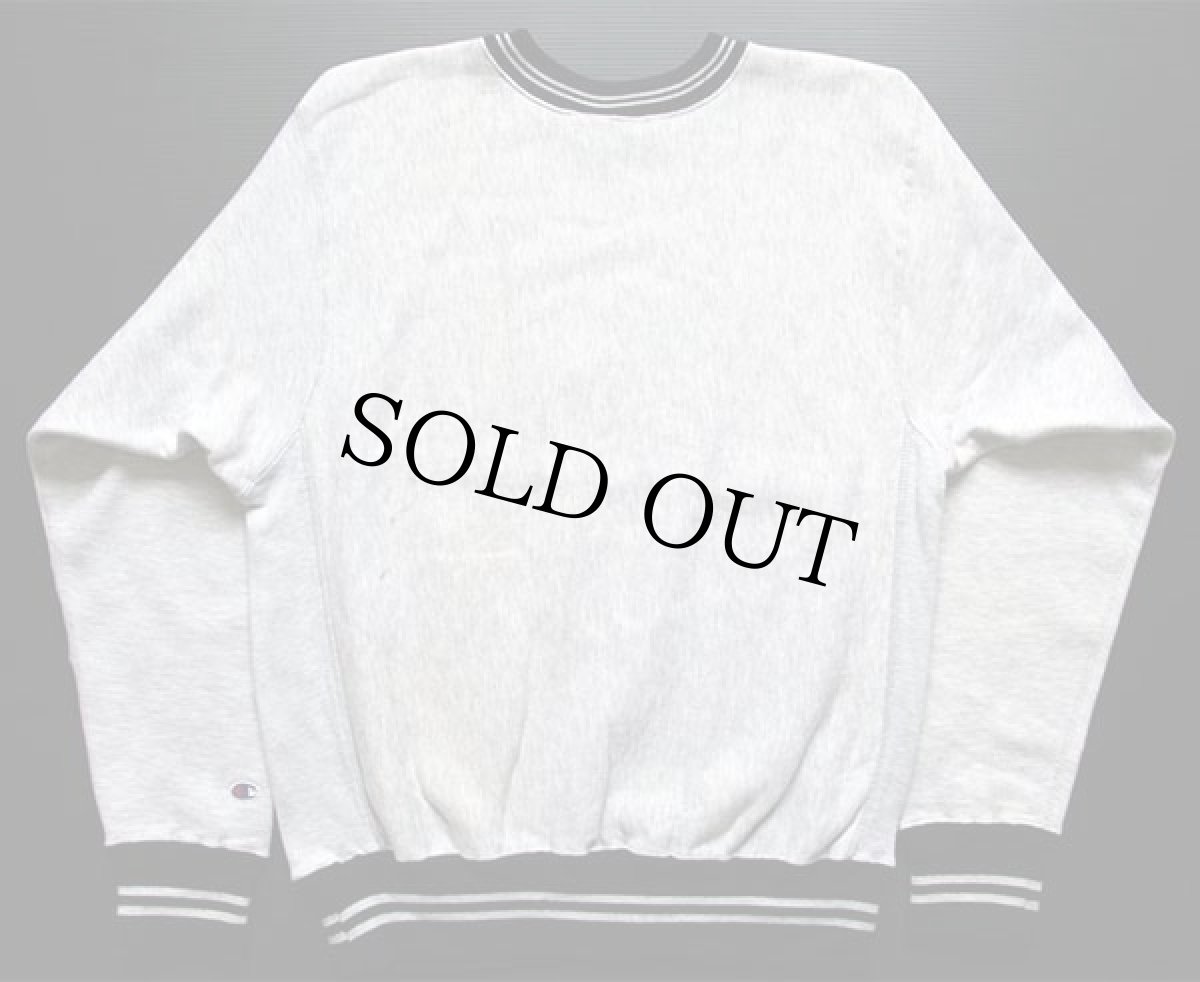 画像2: 90s USA製 Championチャンピオン スクリプト ビッグロゴ刺繍 リブライン リバースウィーブ スウェット 杢グレー L (2)