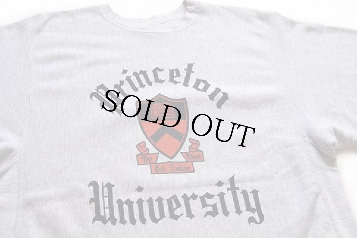 画像3: 90s USA製 Championチャンピオン Princeton University 染み込みプリント リバースウィーブ スウェット 杢グレー XL (3)