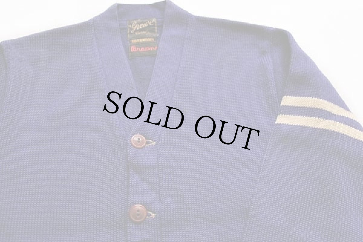 画像3: 50s SILVERWOOD'S ウールニット レタードカーディガン 青紫 (3)