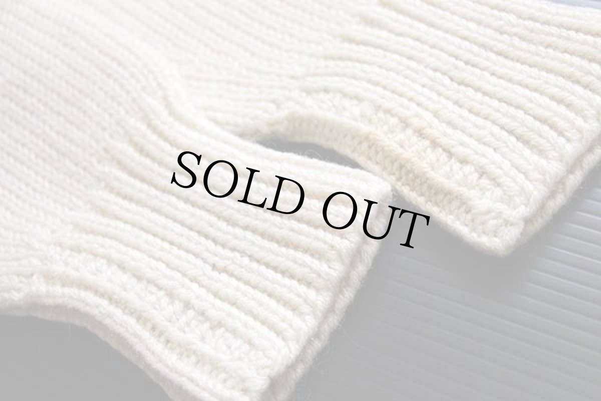 画像7: 40s LOWE&CAMPBELL パッチ付き ウールニット レタードカーディガン アイボリー 36 (7)