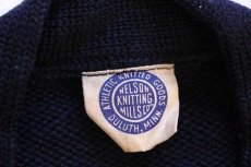 画像4: 50s NELSON KNITTING パッチ付き ウールニット レタードカーディガン 紺 (4)