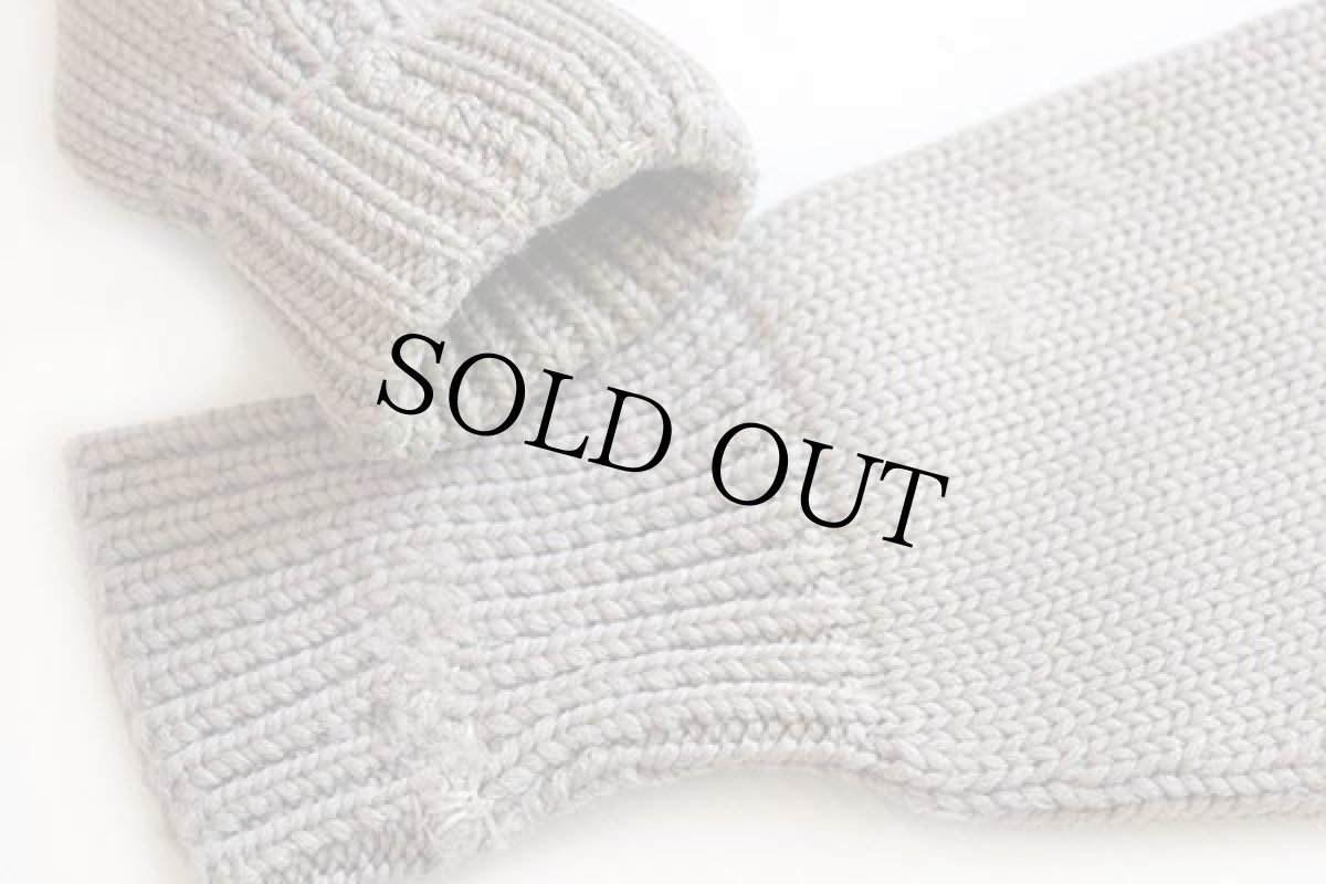 画像6: 40s UNKNOWN パッチ付き ローゲージ ウールニット レタードカーディガン ボロ グレー (6)