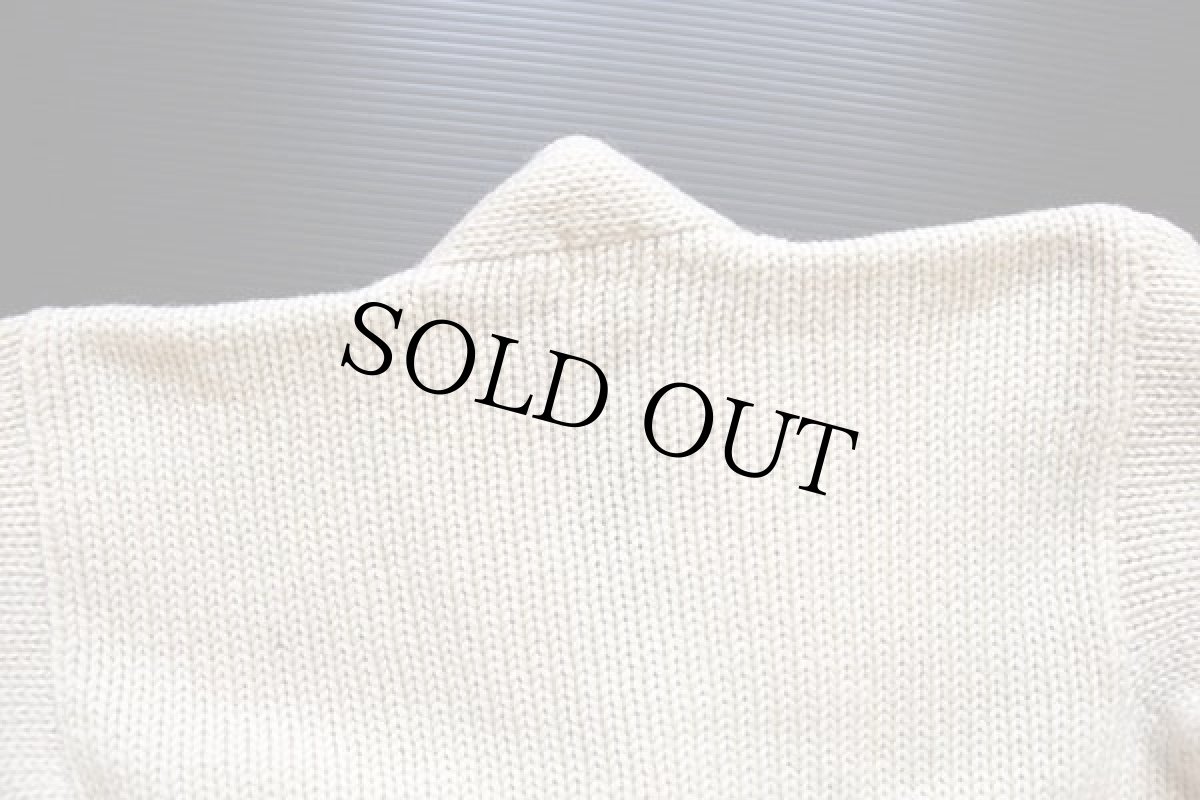 画像6: 40s LOWE&CAMPBELL パッチ付き ウールニット レタードカーディガン アイボリー 36 (6)