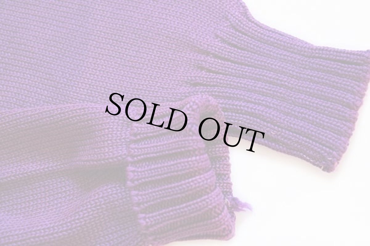 画像7: 50s NELSON KNITTING パッチ付き ウールニット レタードカーディガン 紫 フェード (7)