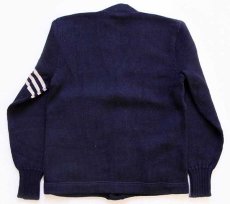 画像2: 50s NELSON KNITTING パッチ付き ウールニット レタードカーディガン 紺 (2)