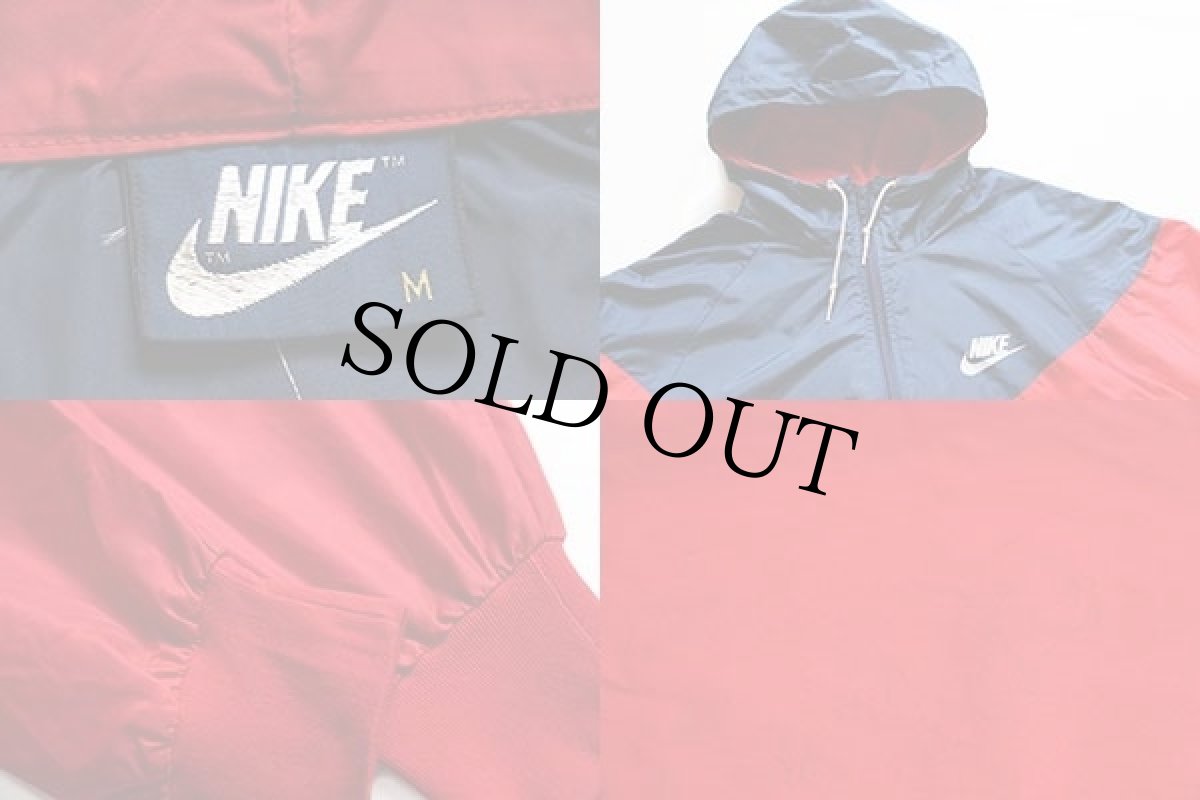 画像3: 80s NIKEナイキ ツートン 切り替え ナイロンパーカー 赤×紺 M (3)