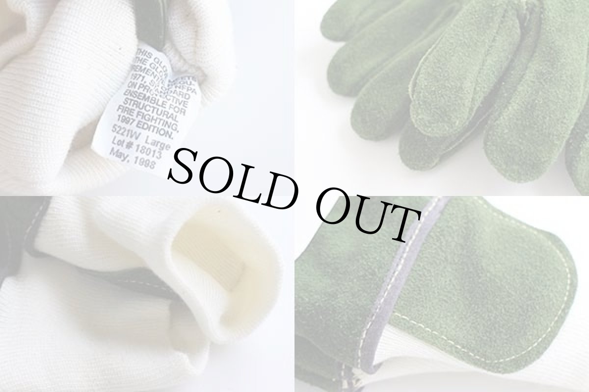 画像4: デッドストック★90s USA製 SHELBY ファイヤーマン スエード レザーグローブ 深緑 L★手袋 (4)