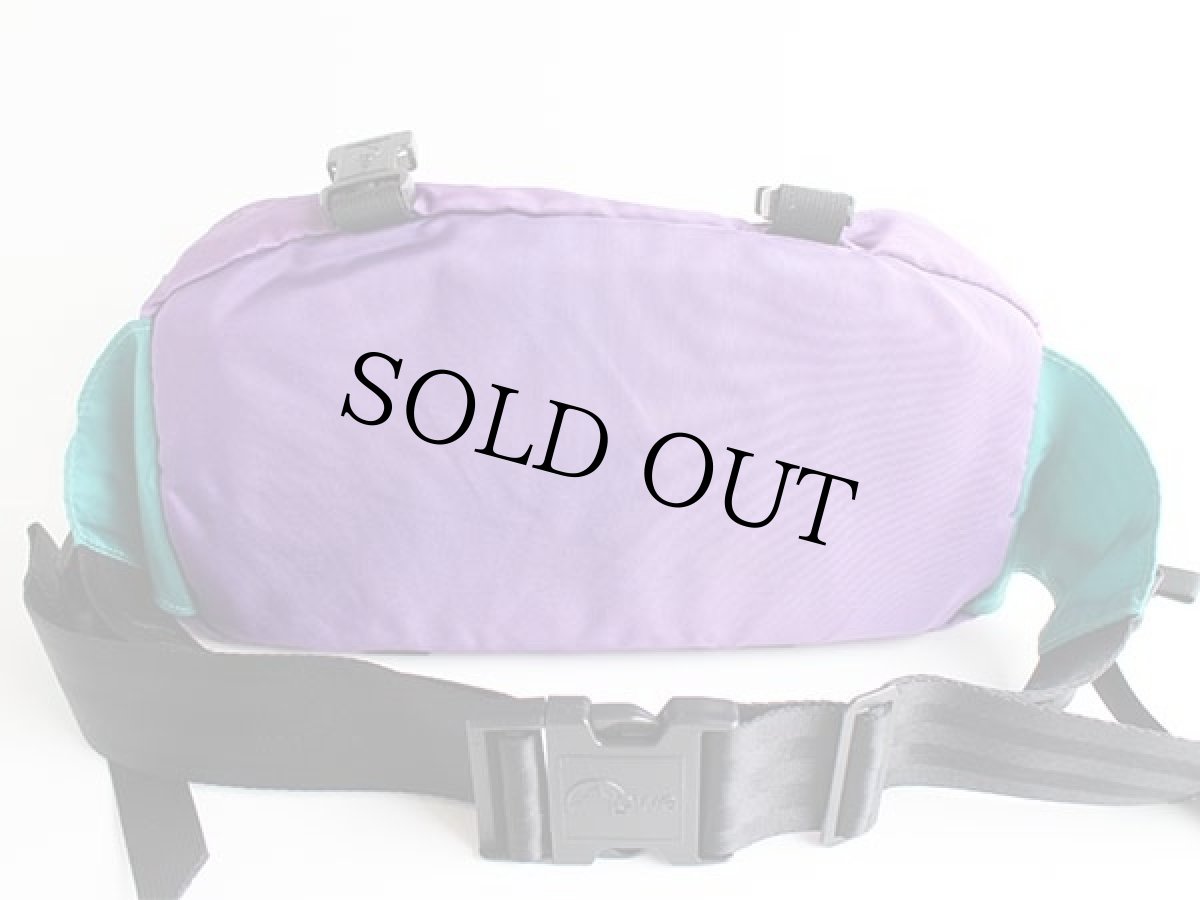 画像2: 90s Lowe Alpineロウアルパイン ツートン ナイロン ウエストバッグ 紫×緑 (2)