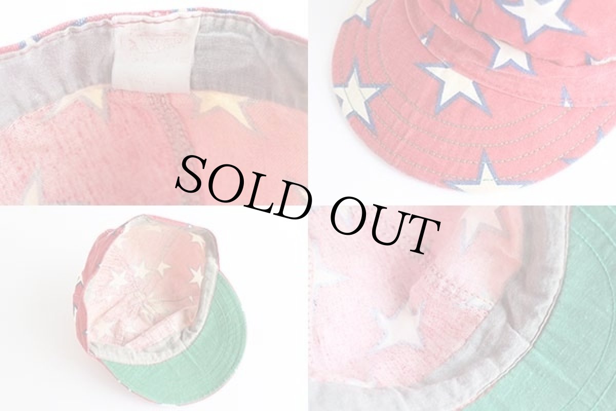 画像4: 70s USA製 KROMER スター 総柄 コットン ワークキャップ (4)