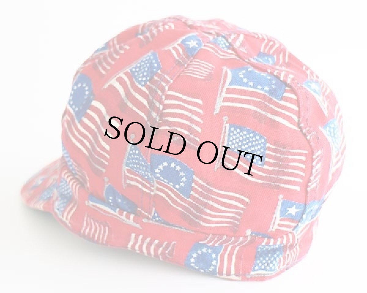 画像2: 70s USA製 KROMER 星条旗 総柄 コットン ワークキャップ (2)