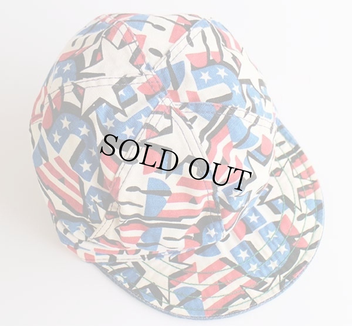 画像3: 70s KROMER USA 総柄×デニム リバーシブル コットン ワークキャップ (3)