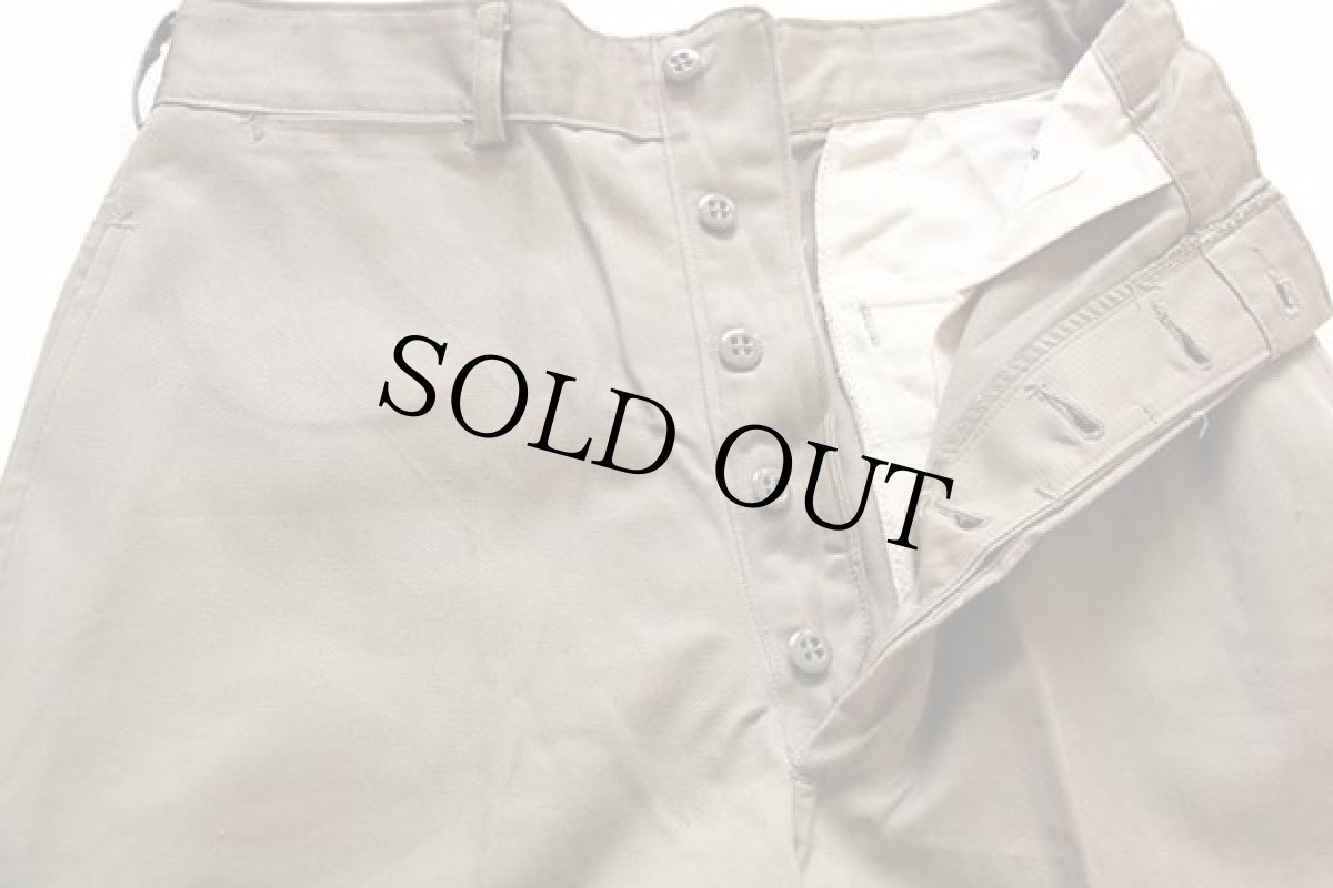 画像3: デッドストック★50s 米軍 USMC コットンツイル チノパン カーキ w28 L33 (3)