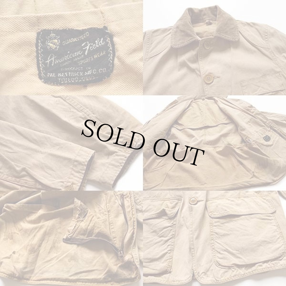 画像3: 50s American Field ダック地 ハンティングジャケット カスタム 薄茶 フェード (3)