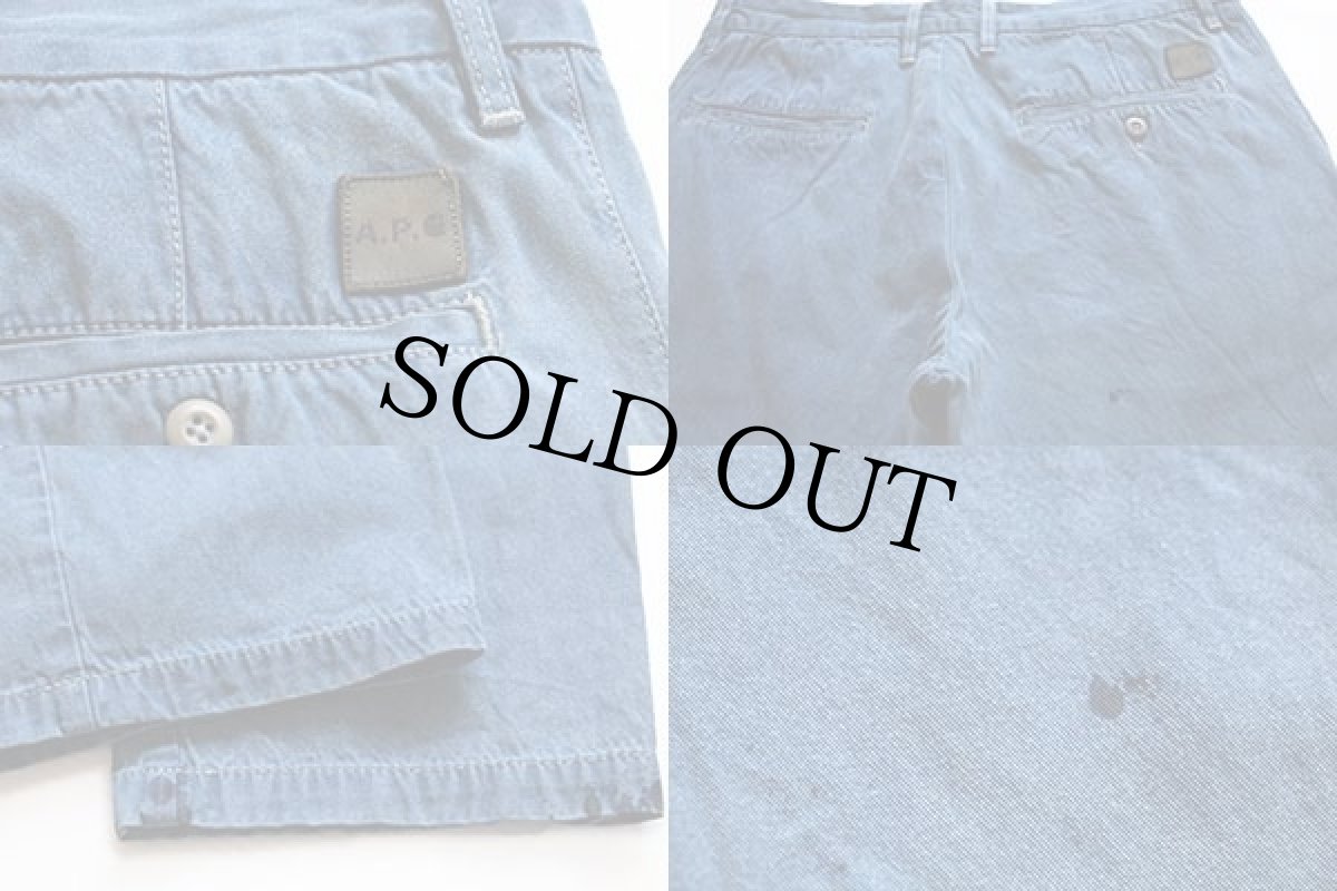 画像3: A.P.C. アーペーセー×carhartt カーハート コットンパンツ 後染め インディゴ w35 (3)