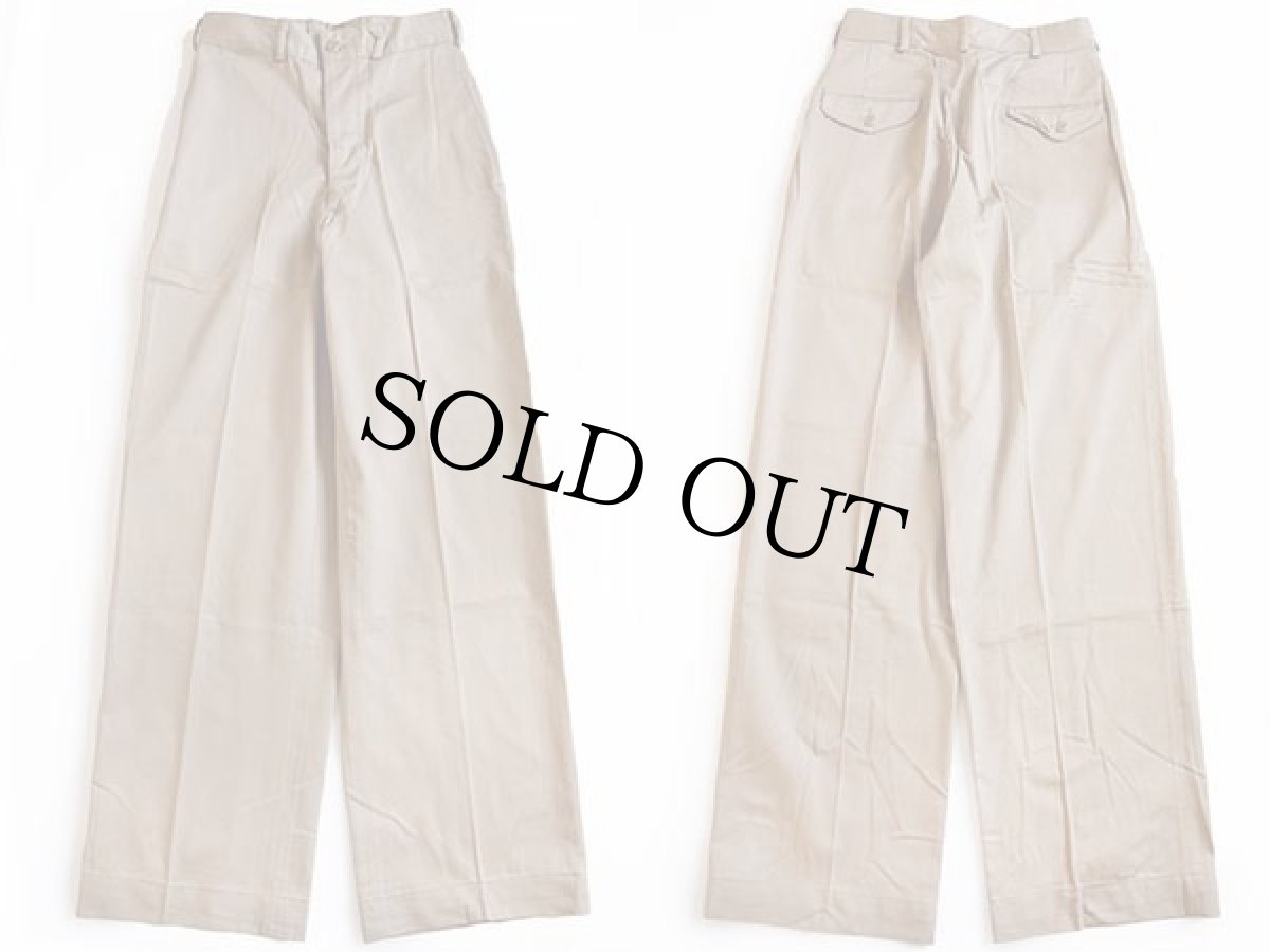 画像2: デッドストック★50s 米軍 USMC コットンツイル チノパン カーキ w28 L33 (2)