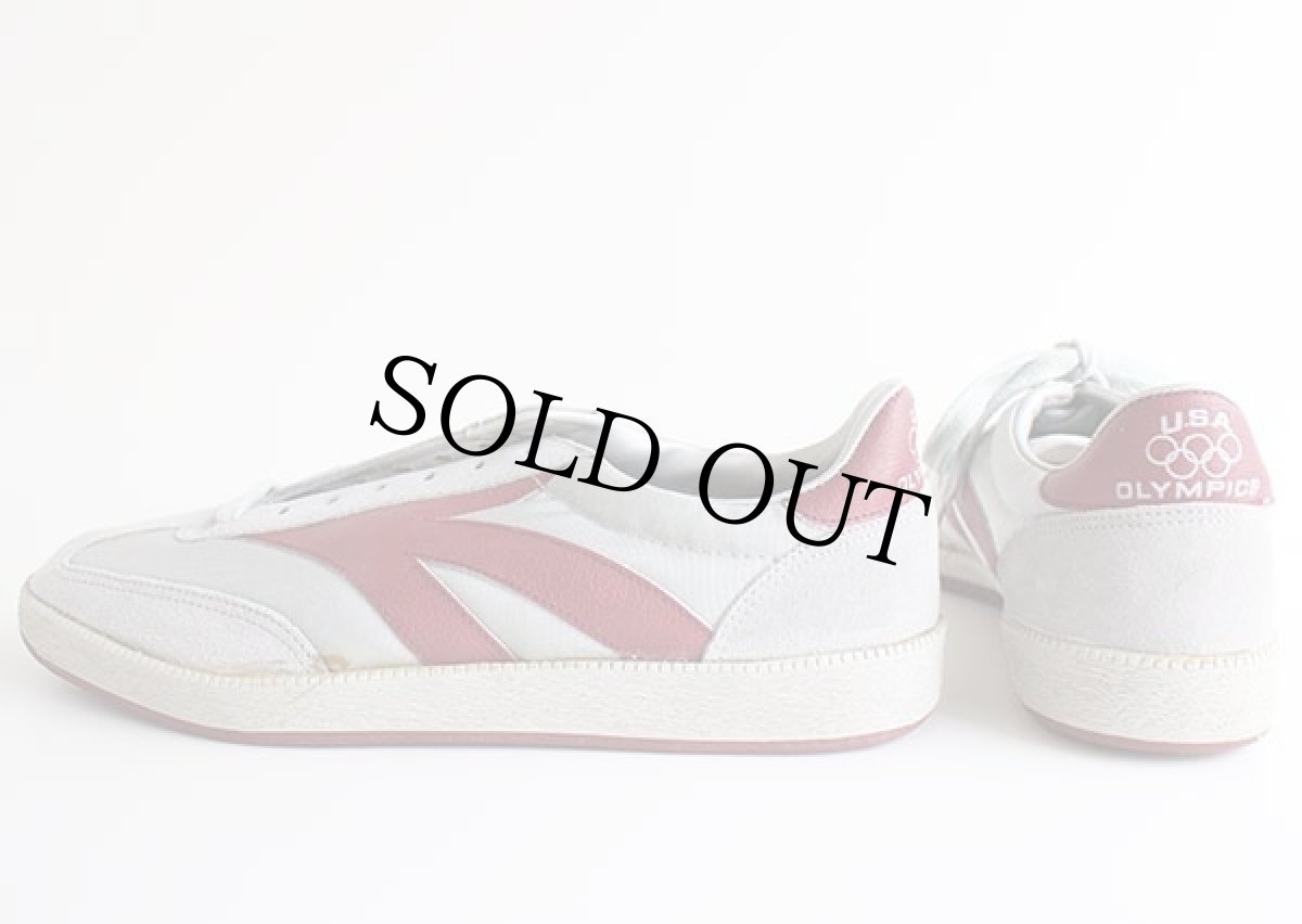 画像2: デッドストック★80s U.S.A.OLYMPICS ナイロン×スエード スニーカー グレー×バーガンディ 8.5 (2)