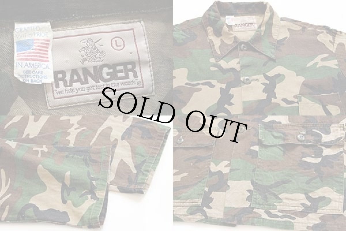 画像3: 80s USA製 RANGER ウッドランドカモ コットン ハンティングジャケット L (3)