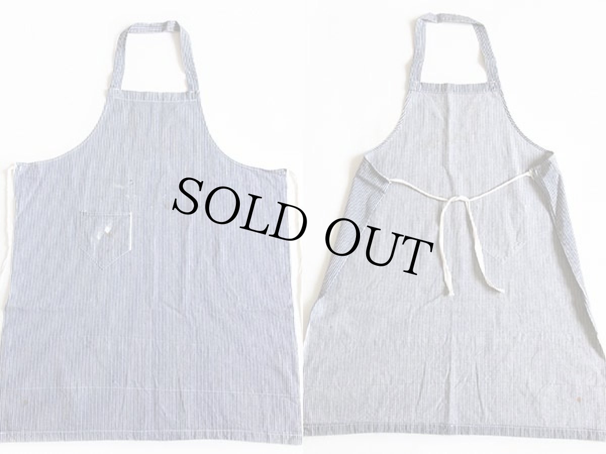 画像2: ビンテージ Skilcraft QUALITY 耳付き ヒッコリー ストライプ ワークエプロン ペンキ飛び (2)