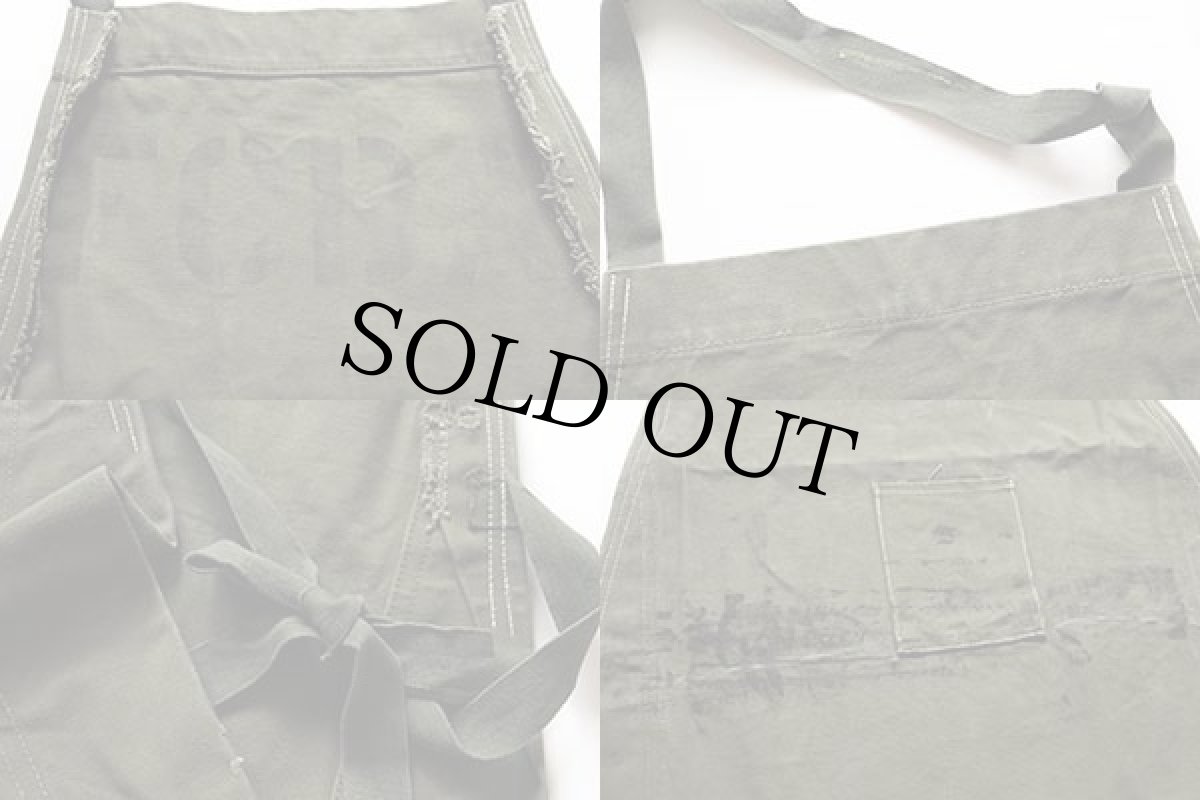 画像4: ビンテージ 米軍 FCDA ステンシル リメイク キャンバス エプロン オリーブグリーン (4)