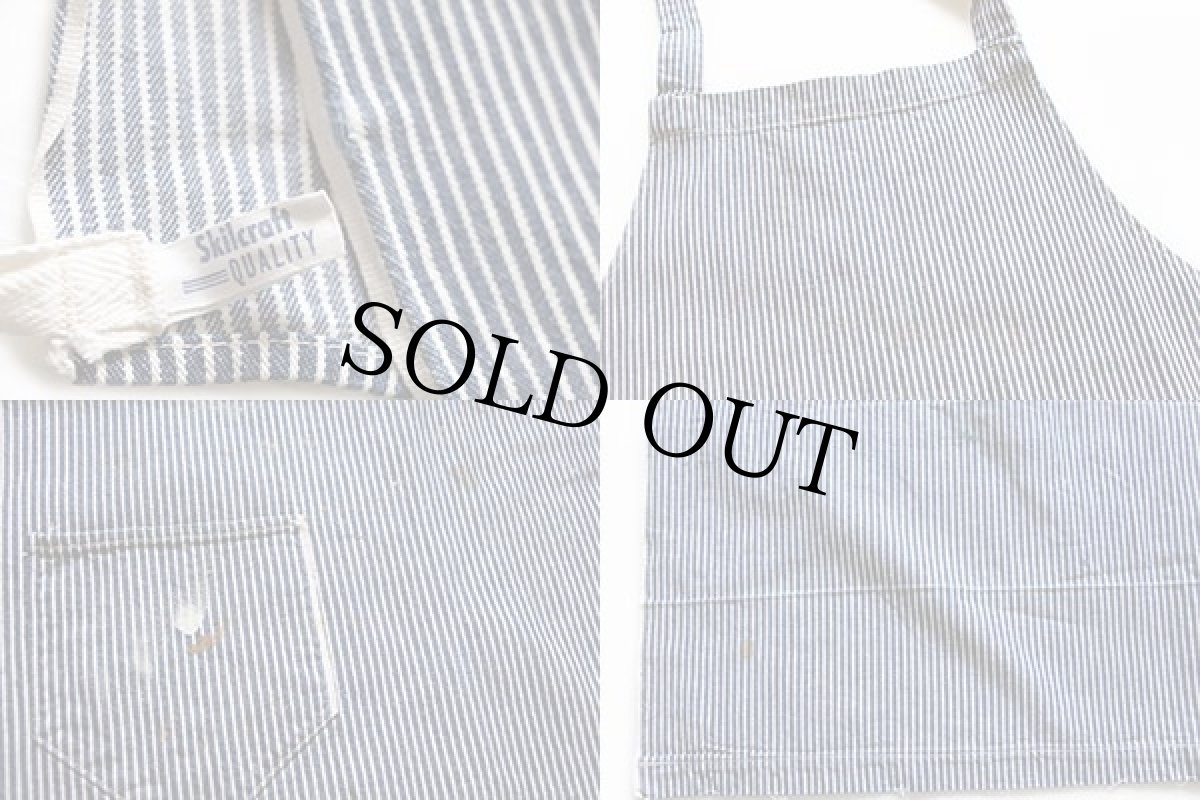 画像3: ビンテージ Skilcraft QUALITY 耳付き ヒッコリー ストライプ ワークエプロン ペンキ飛び (3)