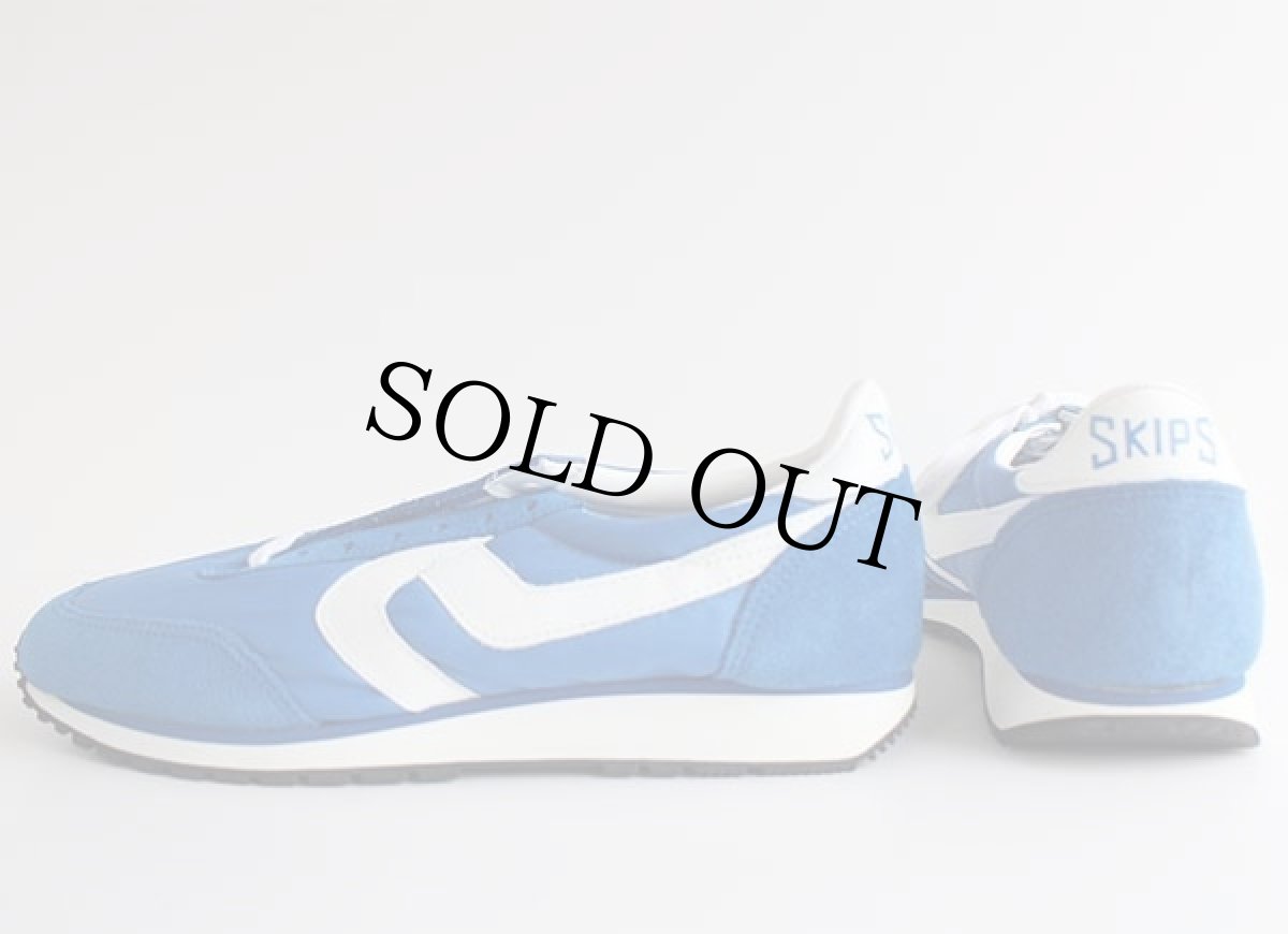 画像2: デッドストック★80s SKIPS by MONTGOMERY WARD ナイロン×スエード スニーカー 白×青 8.5 (2)