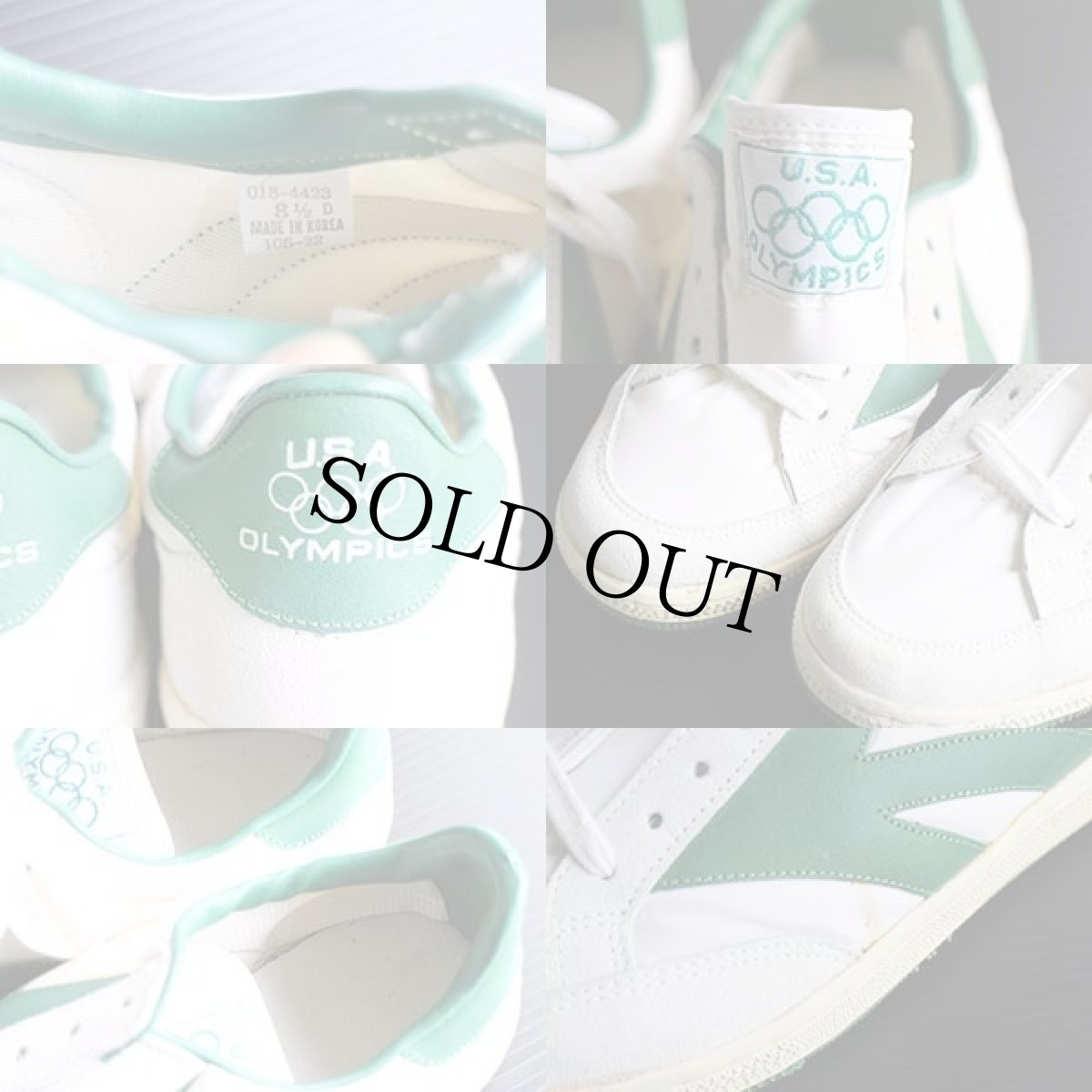 画像4: デッドストック★80s U.S.A.OLYMPICS ナイロン×スエード スニーカー 白×緑 8.5 (4)