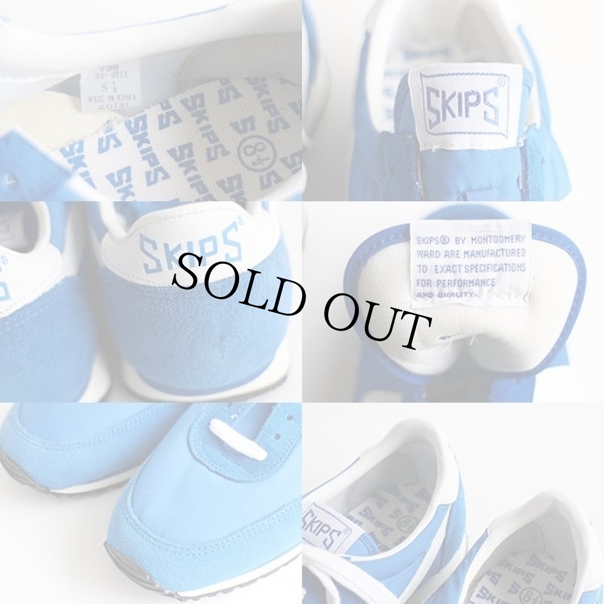 画像5: デッドストック★80s SKIPS by MONTGOMERY WARD ナイロン×スエード スニーカー 白×青 8.5 (5)