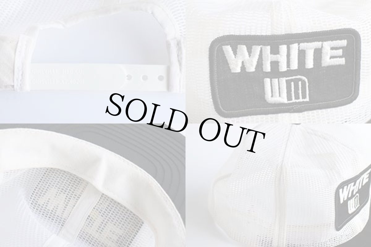 画像3: 70s WHITE WM パッチ付き ツートン オールメッシュキャップ 白×黒 (3)