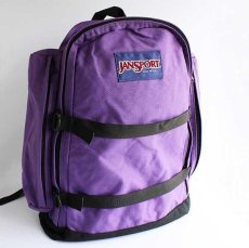画像1: 80s USA製 JANSPORTジャンスポーツ ナイロン リュックサック 紫×黒 (1)