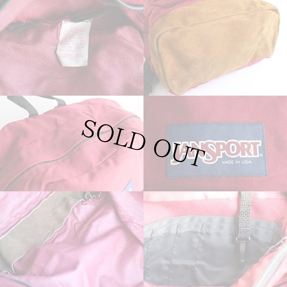 画像3: 90s USA製 JANSPORTジャンスポーツ チロリアンテープ ボトムレザー リュックサック バーガンディ (3)