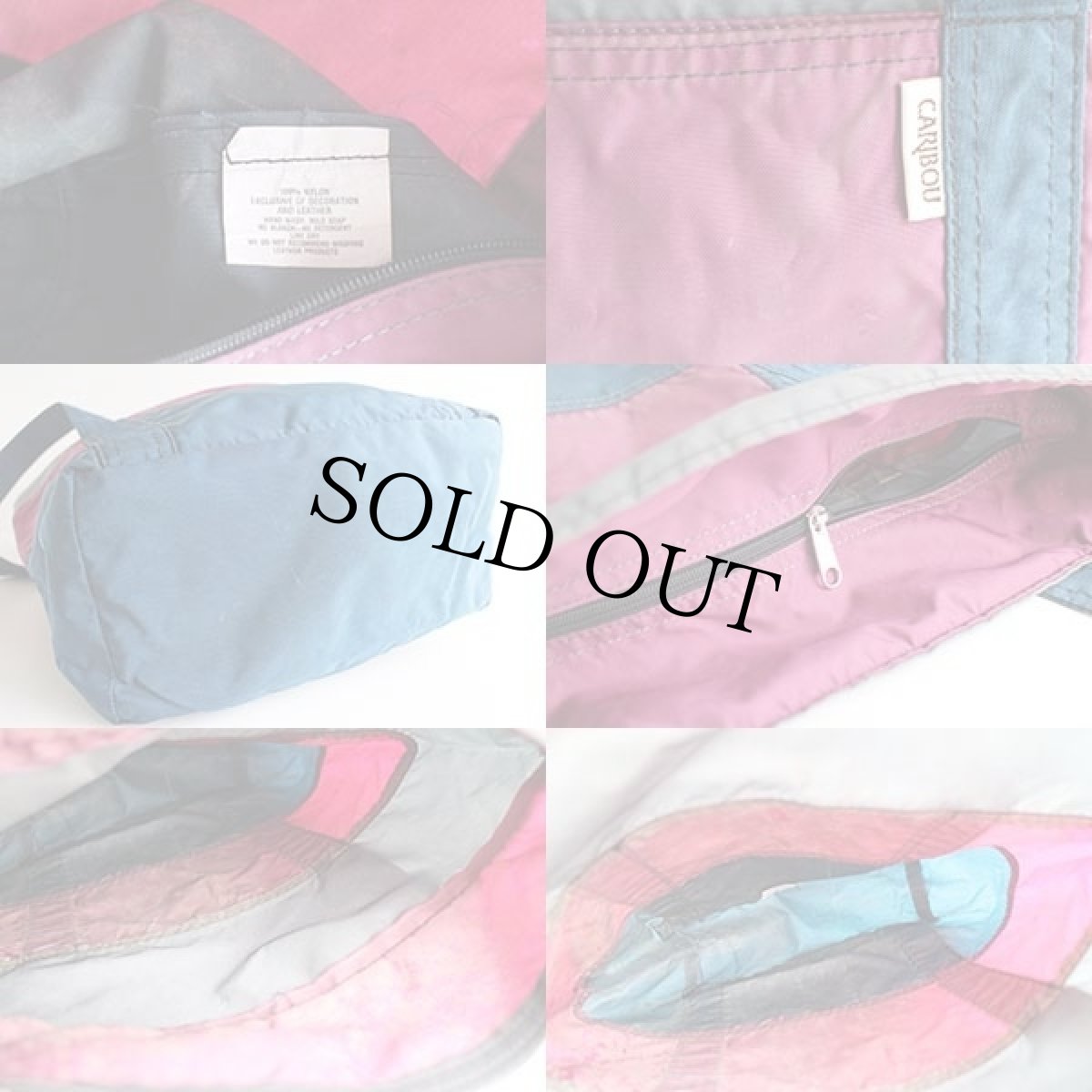 画像3: 90s CARIBOU マルチボーダー ナイロン トートバッグ (3)