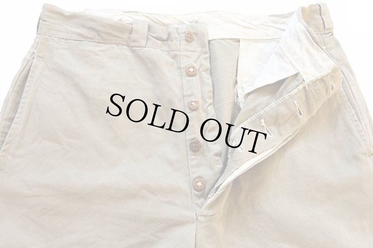 画像2: 50s UNKNOWN コットンツイル ワークパンツ カーキ w31 (2)